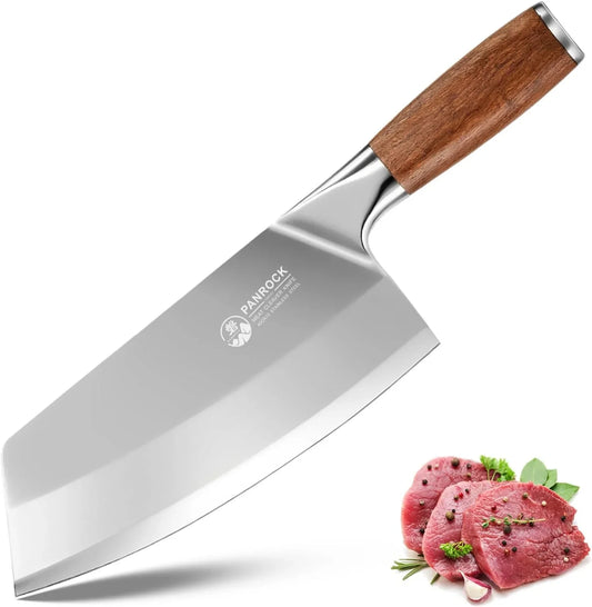 7 Inch Meat Cleaver - High Carbon Stainless Steel Multipurpose Vegetable Chopper & Slicer - Razor Sharp Kitchen Chopper with Ergonomic Wooden Handle for Meat, Veggies & Daily Cooking