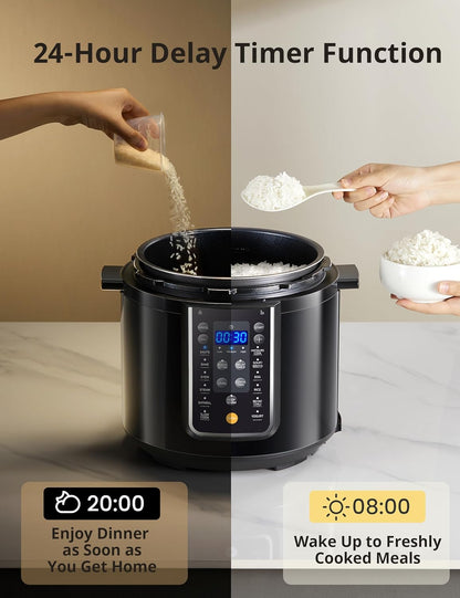 COMFEE’ 12-In-1 Electric Pressure Cooker, Instant Multi, Non-Stick Pot, Yogurt Maker, Rice Cooker, Slow, Sauté Steamer, Pressure Cooker 6 Quart Black