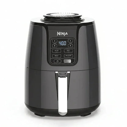 Black Ninja air fryer with digital control panel and 400°F display for healthy cooking