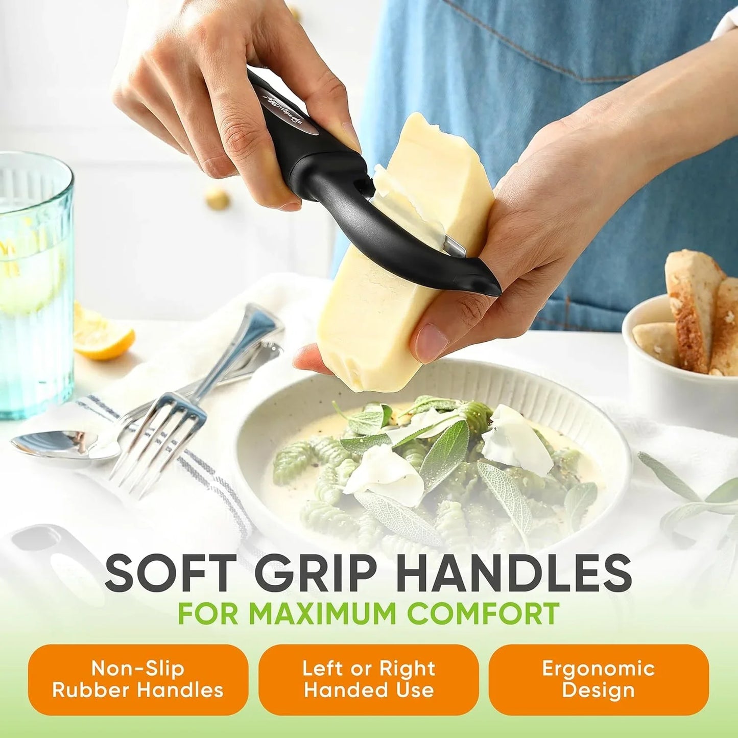 Swivel Vegetable Peeler & Y Potato Peeler for Kitchen with Soft Grip Handles and Ultra Sharp Stainless Steel Blades, Perfect for Veggie, Fruit, Carrot, Apple - Dishwasher Safe - Black