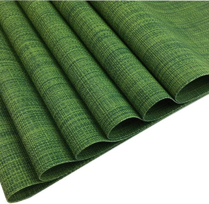 Placemats Set of 6 for Dining Table Stain Resistant Washable PVC Kitchen Table Mats Woven Vinyl Wipeable Table Placemat,Easy to Clean(Algae Green)