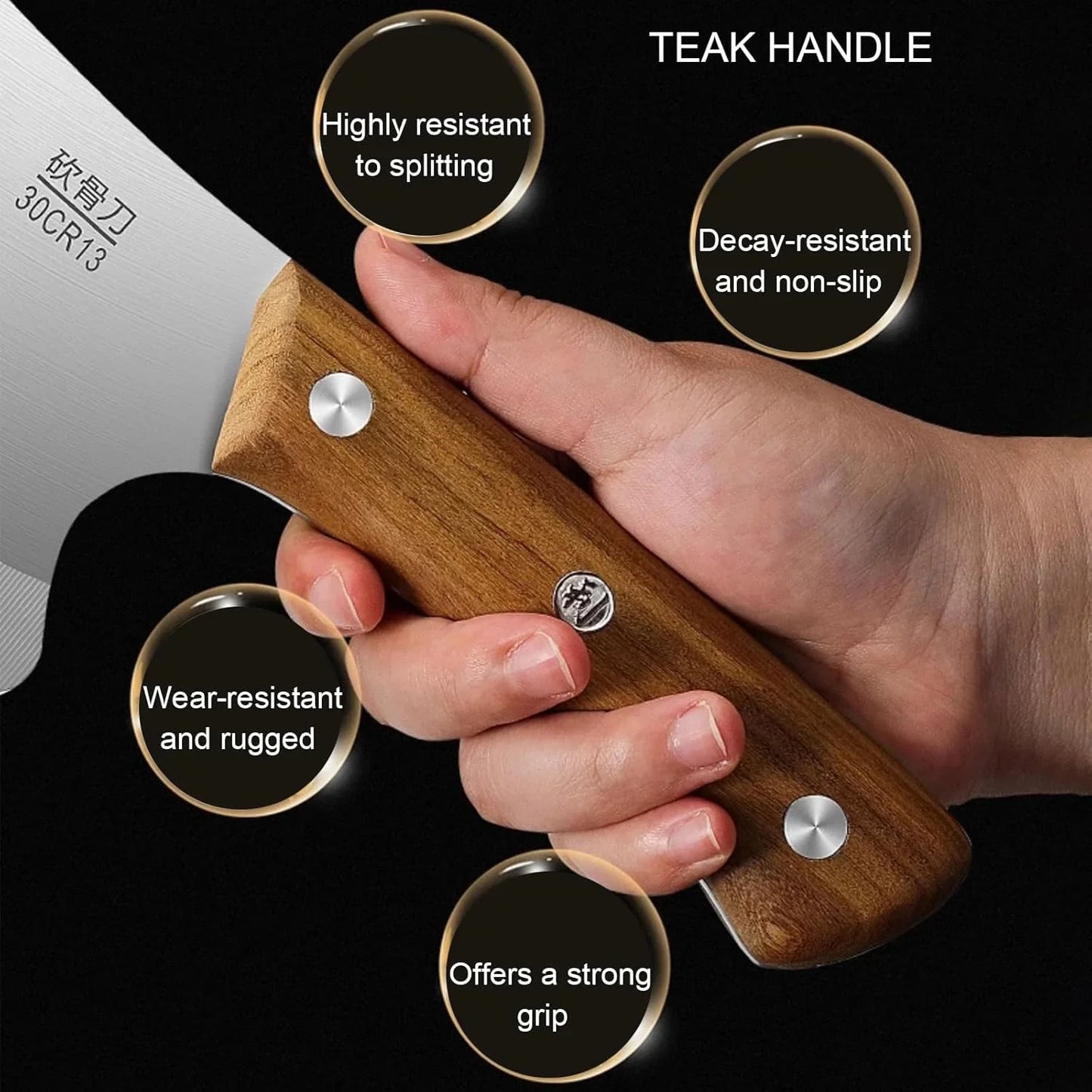 Meat Bone Cleaver Knife for Meat Cutting Handmade, Heavy Duty Butcher Axes, Hand Forged Bone Chopper, Full Tang Chopping Knife for Kitchen Outdoor BBQ Chirstmas Mother Father Gifts Idea Men