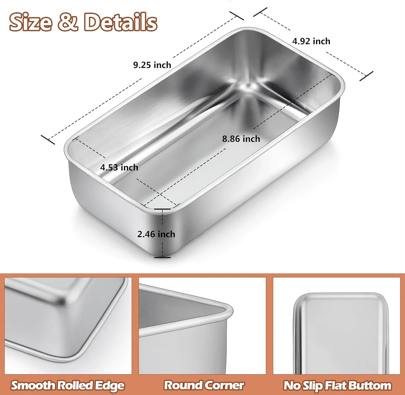 Loaf Pans 9X5 Inch, 8 Pack Bread Pans for Baking, Stainless Steel Baking Pans, Loaf Tins for Homemade Bread Brownies and Pound Cakes, Dishwasher Safe