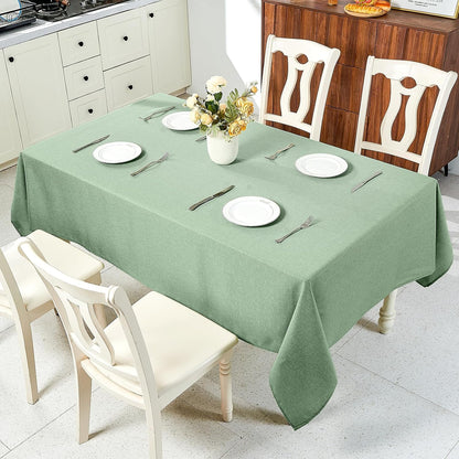 Textured Linen Table Cloth for Rectangle Tables - Sage Green Tablecloths Rectangular Waterproof Wrinkle Free Wipeable Dining Table Cover for Spring Easter Decor Wedding Birthday, 52 X 70 Inch