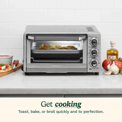 Custom Classic Toaster Oven Broiler, 1800 Watt Countertop Toaster Oven to Bake, Broil, and Toast, Non-Stick Interior, Consistent Toast Control, Brushed Stainless Steel/Black, TOB-40N