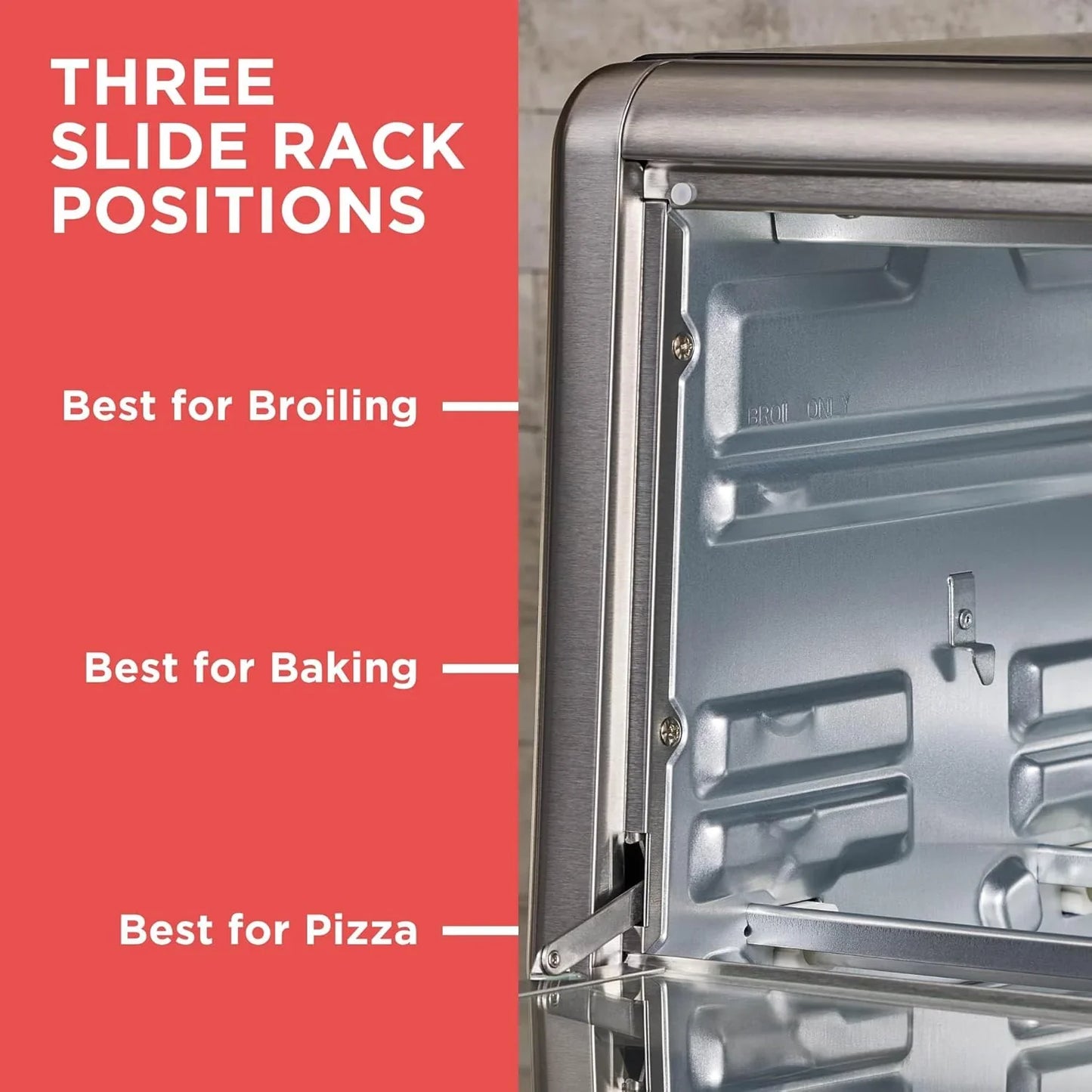 TO3250XSBD 8-Slice Extra Wide Convection Countertop Toaster Oven, Includes Bake Pan, Broil Rack & Toasting Rack, Stainless Steel/Black