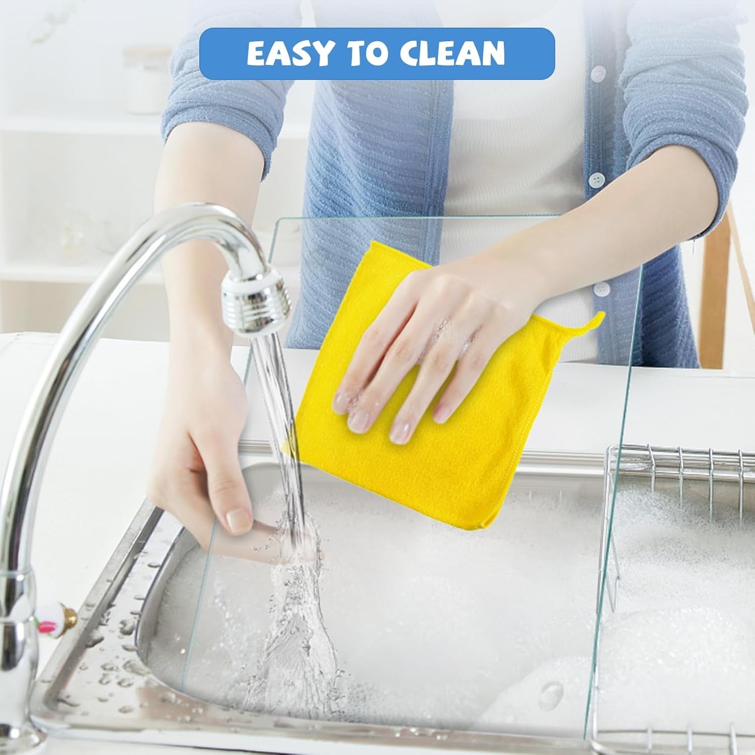 Tempered Glass Cutting Board for Kitchen, Clear Glass Board for Countertop, Heat Resistant, with Non-Slip Feet, 12X16" & 12X8" 2 Pcs Clear