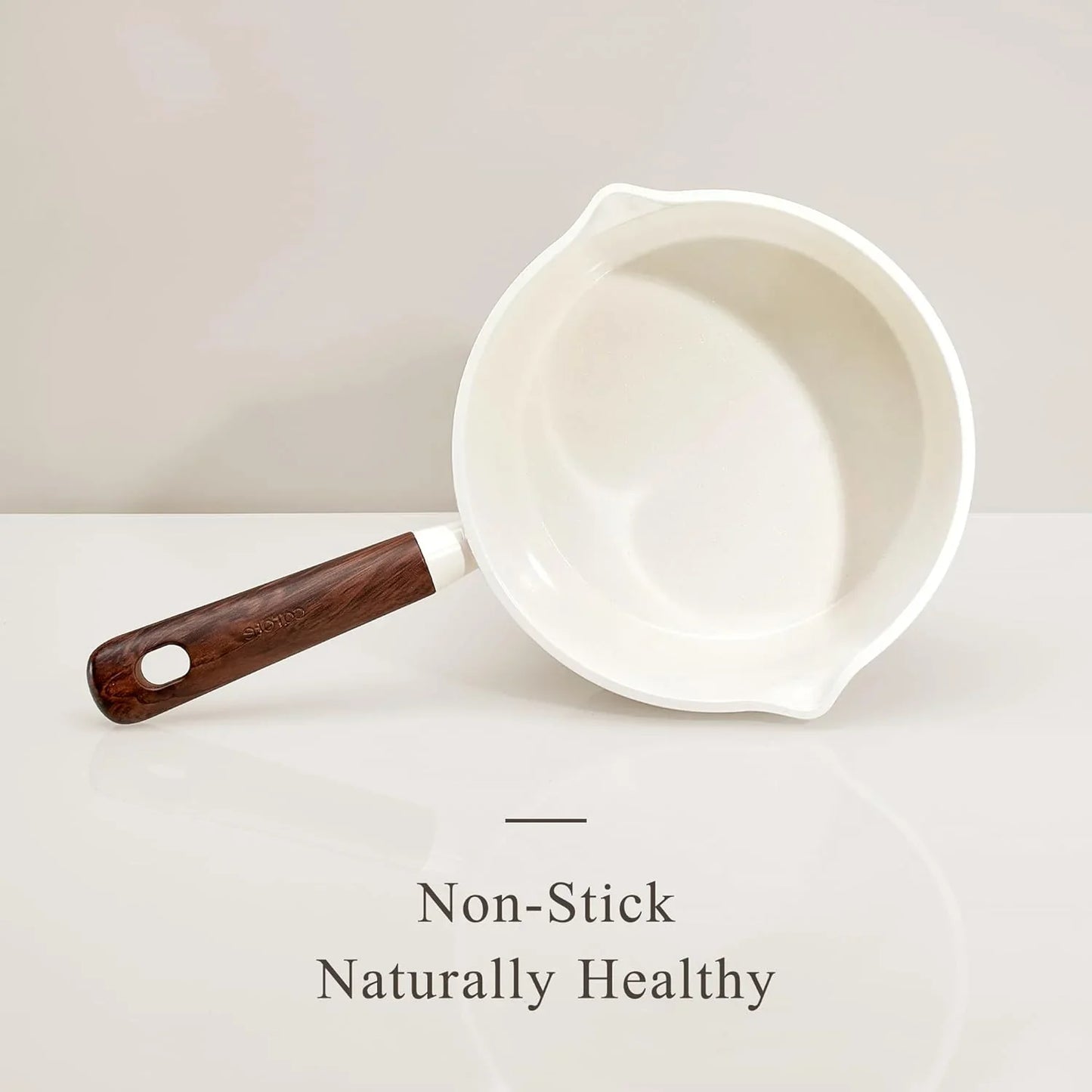 2QT & 3QT Sauce Pan Sets with Lid & Ladle Ceramic Nonstick Pot Set Non Toxic Saucepan Small Kitchen Cooking Pots, Easy to Clean, Induction Comptable, PFAS PTFE Free, White