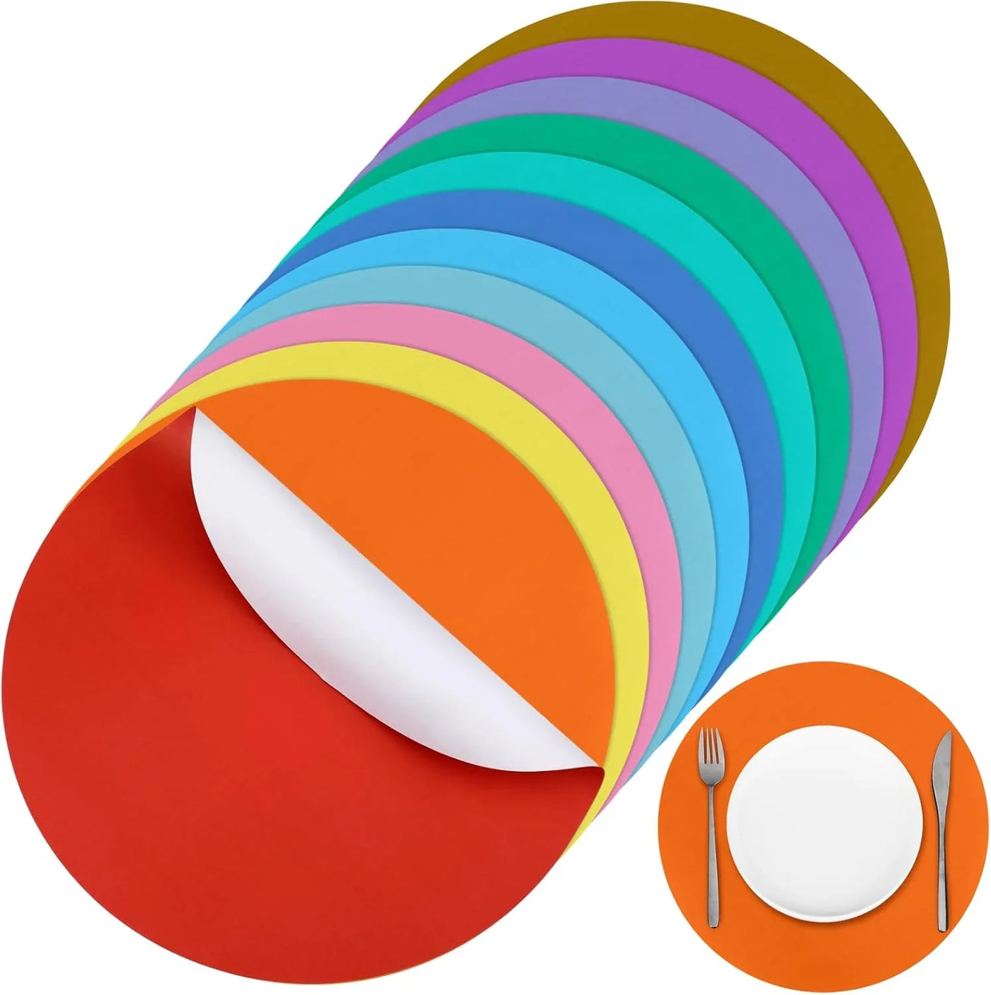 120 Pcs Disposable Paper Placemats 12 Inch round Paper Place Mats Blank Table Mats for Restaurant Catering Dining Weddings Birthday Table Holiday Parties Supplies(Colorful)