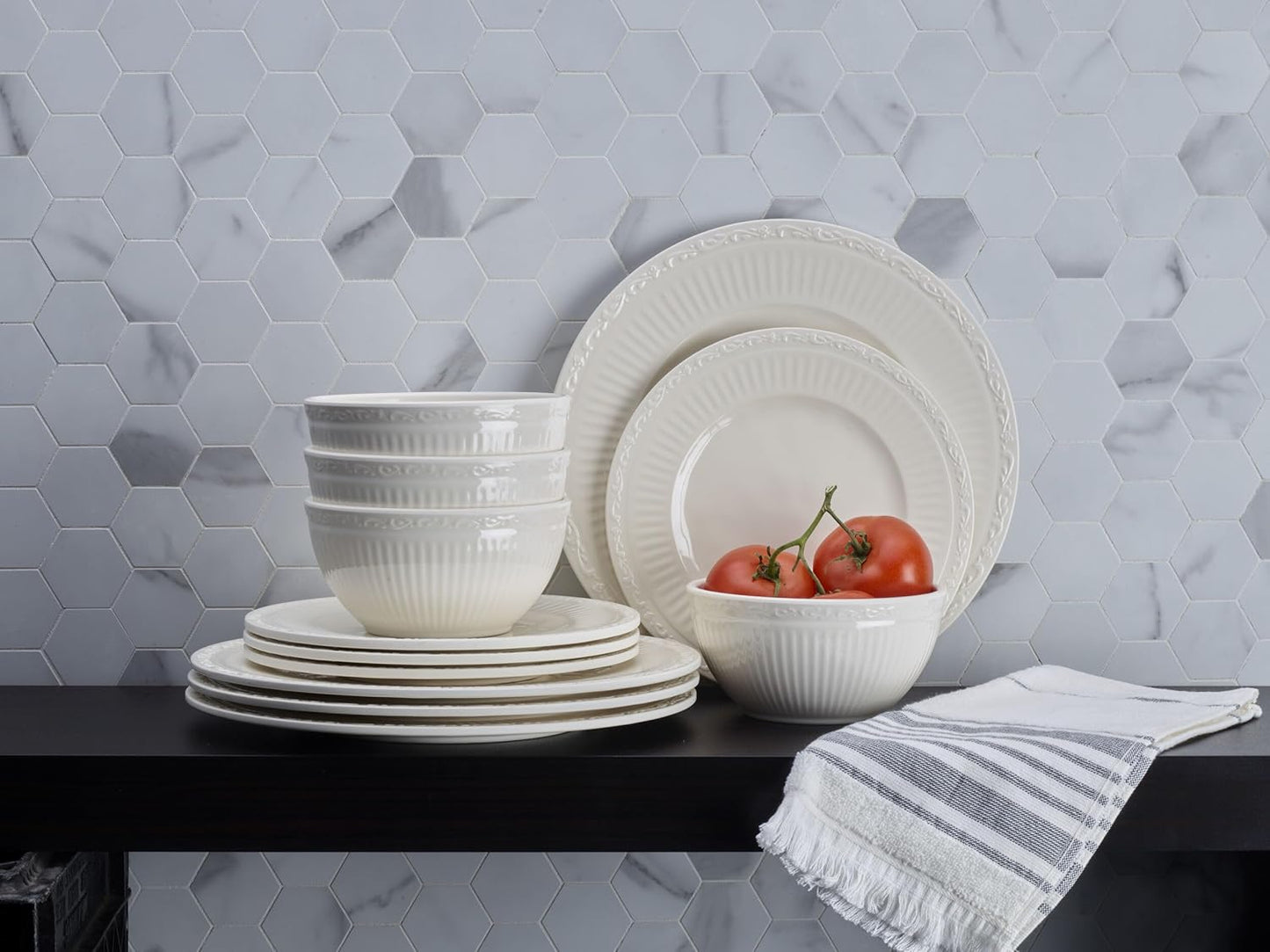 Italian Countryside 12 Piece Melamine Outdoor Dinnerware Set, Service for 4