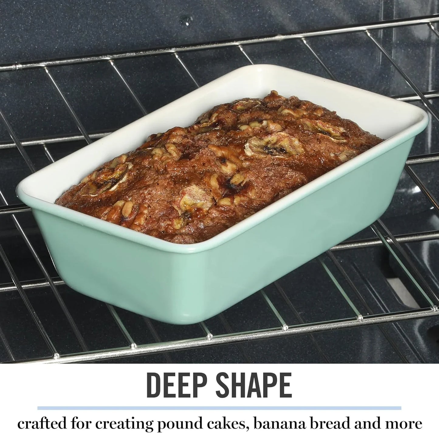 Gallen 9-Inch Nonstick Carbon Steel Loaf Pan – Teal, Durable Bakeware for Even Baking and Easy Release
