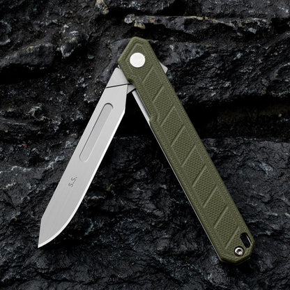 G046 Mecha Mini Slim Folding Scalpel with 5Pcs #24 and 5Pcs #60 G11 Handle with Liner Lock, Utility EDC Pocket Knife with Back Clip（Black）