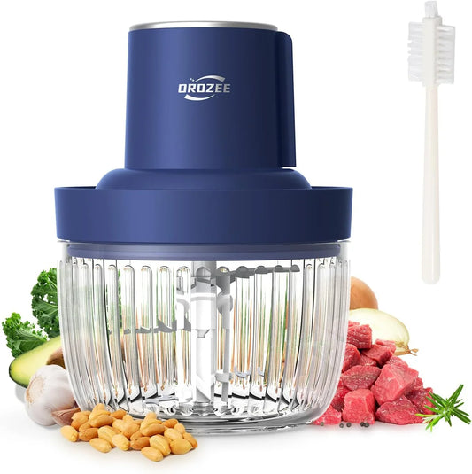 Deluxe Food Processor, Electric Food Chopper with 1.8L (8 Cup) Capacity Glass Bowl Powerful 300W Meat Grinder Vegetable Chopper (Middle)