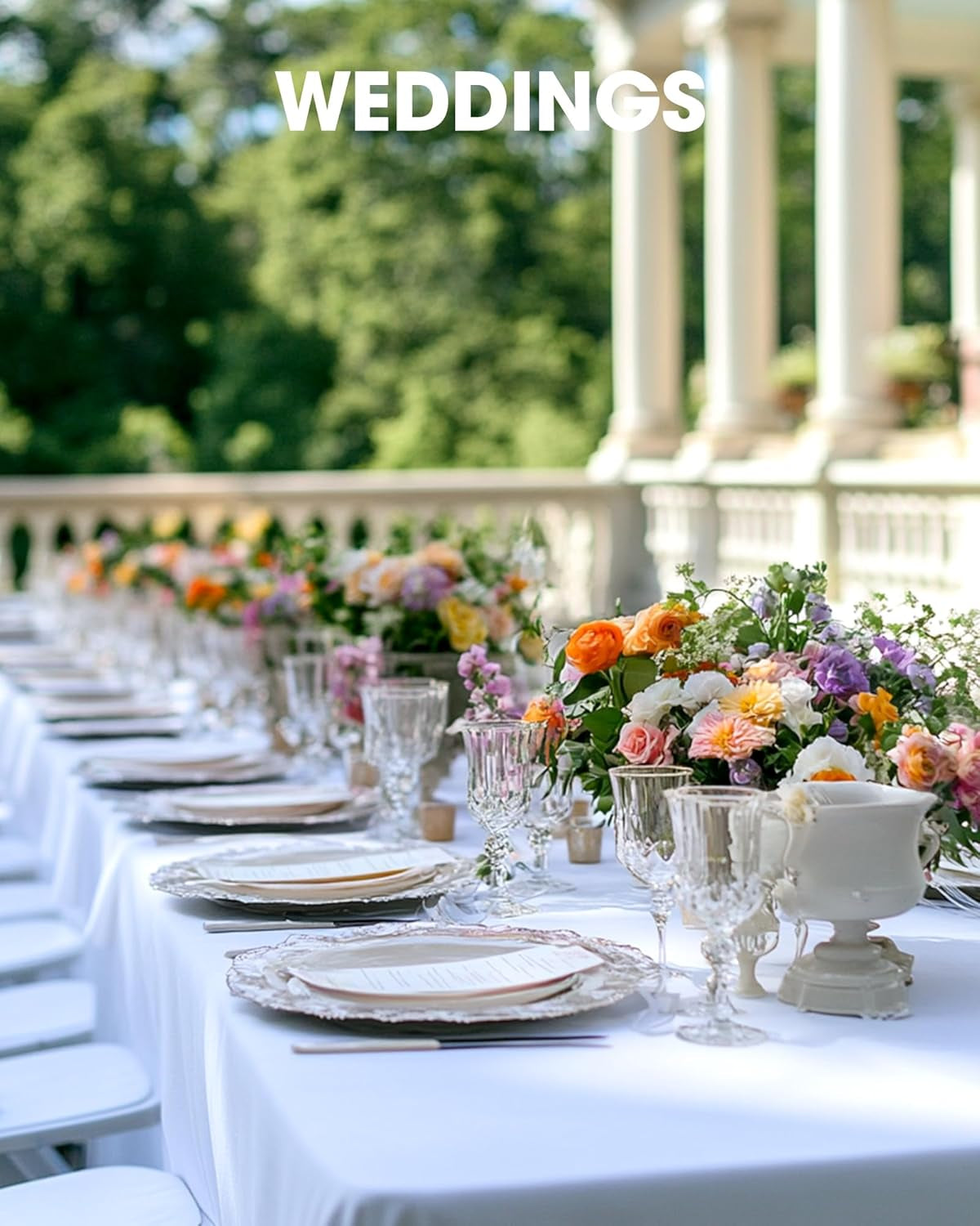 Rectangle Table Cloth 60" X 102" – Durable Polyester Tablecloth Offers Reusable & Washable Protection, Ideal for Outdoor Party, Picnic, Wedding, Banquet and Birthday, 2 Pack, White