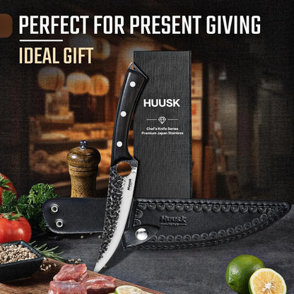 Viking Boning Knife 6 Inch, Japanese Boning Knives for Meat Cutting, Full Tang Fillet Knife with Sheath, Brisket Trimming Knives for BBQ, Camping, Christmas Gift for Men and Women