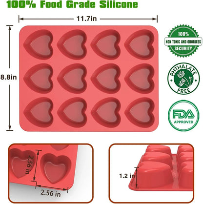 Silicone Heart Muffin Pan (2 Pack) - Nonstick Silicone Molds for Baking, Cupcake Pan for Brownies, Tartlets and Egg Bites