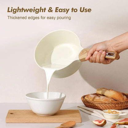 Ceramic Nonstick Sauce Pan with Lid, 1.5 Quart Small Saucepan, White Cooking Pot with Stay Cool Handle, Non Toxic Kitchen Sauce Pot, Non Stick Saucier Pan, Induction Pot, PFOA PTFE PFAS Free