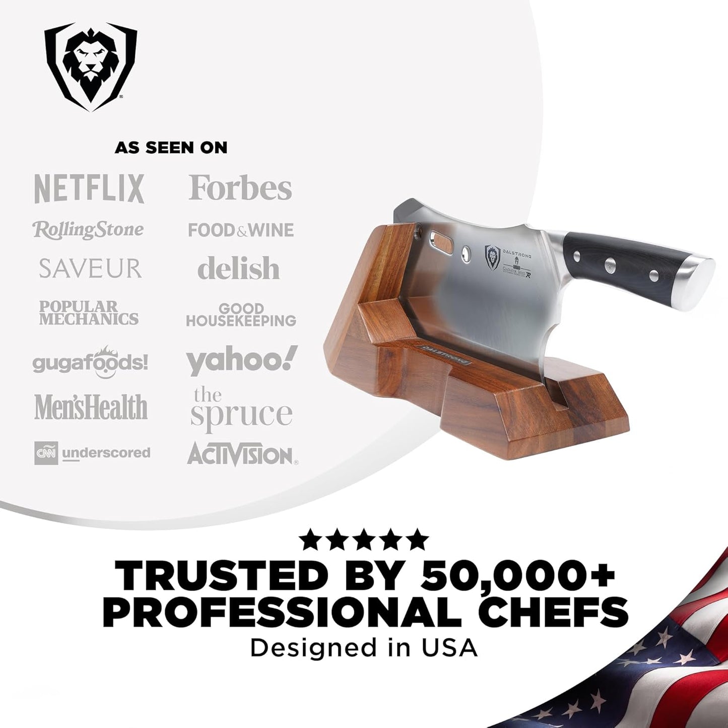 Obliterator Meat Cleaver Knife 9 Inch - Wood Stand & Sheath - 3Lbs 6Mm Thick Butcher Knife - 7CR17MOV Carbon Steel - Gladiator Series R - Heavy Duty Chopping Knife - G10 Handle Chef'S Knife
