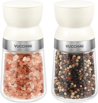 Salt and Pepper Grinder Set with Adjustable Coarseness Ceramic Pepper Mill Manual Effortless Salt Grinder Spice Grinder for Home, Kitchen, Beige