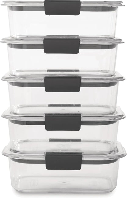 Brilliance Tritan Plastic Food Storage Containers BPA Free Airtight Lids Ideal for Lunch Meal Prep & Leftovers Set of 5 (3.2 Cup)