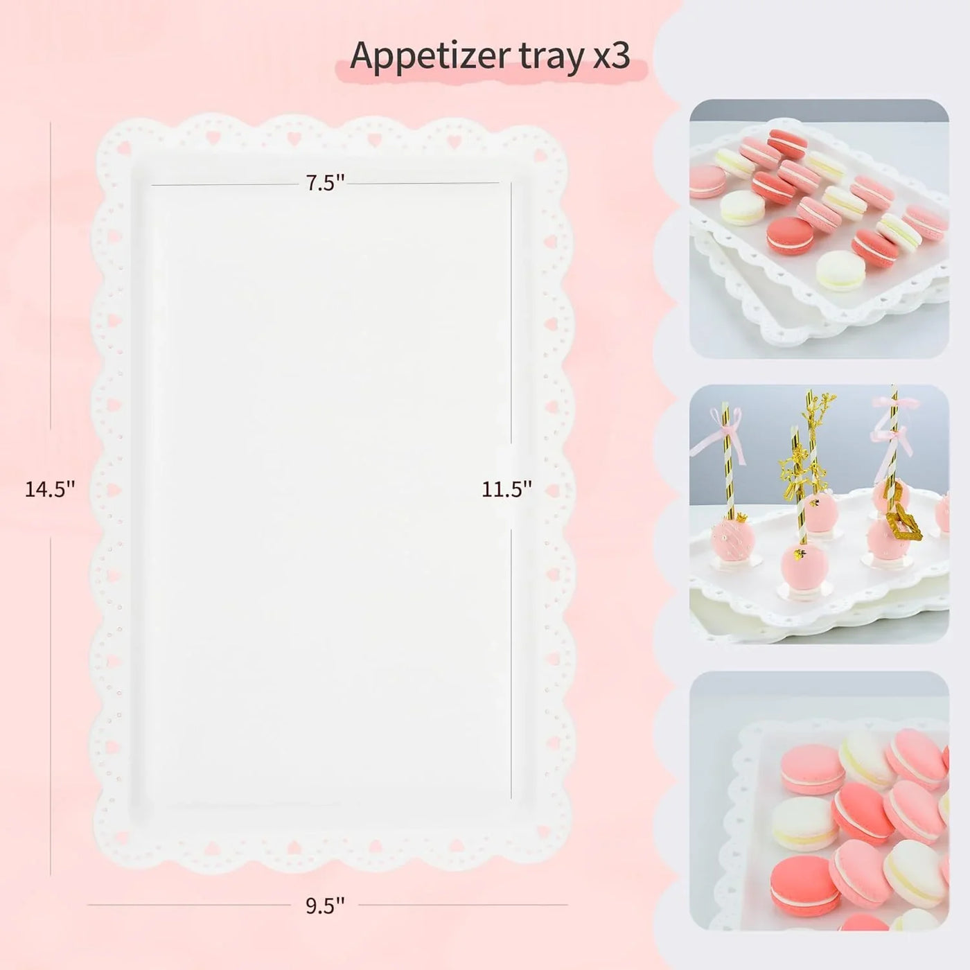 Pack of 10  Cake Stand Set, with 3 X Two-Tier and 3 X Three-Tier Cupcake Stands, 4 X Appetizer Trays, 1 X Tablecloth for Birthday Bridal Baby Shower Party (White)