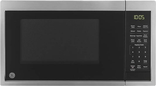 Countertop Microwave Oven, Compact 0.9 Cubic Ft., 900-Watt Capacity, 7 Auto Cooking Settings, Child-Lock Technology, Kitchen Essentials for the Countertop, Dorm Room or Apartment, Stainless Steel