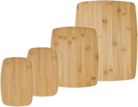 4-Piece Bamboo Cutting Board Set - Reversible Boards for Chopping, Slicing, Charcuterie and Meal Prep - Kitchen Essential, Housewarming or Back-To-School Gift