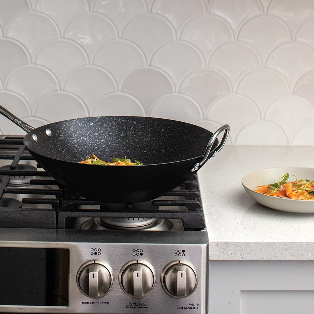 Basalt Aluminized Steel Spun Wok, 14-Inch, Ceramic Coating
