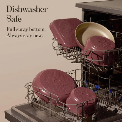 2.0Qt & 3.0Qt Titanium Nonstick Reinforced Sauce Pan Sets with Lid, Non-Stick Saucepans Cookware Set with Pour Spout with Detachable Handle, PFOS, PFOA Free, Induction Comptable, Burgundy