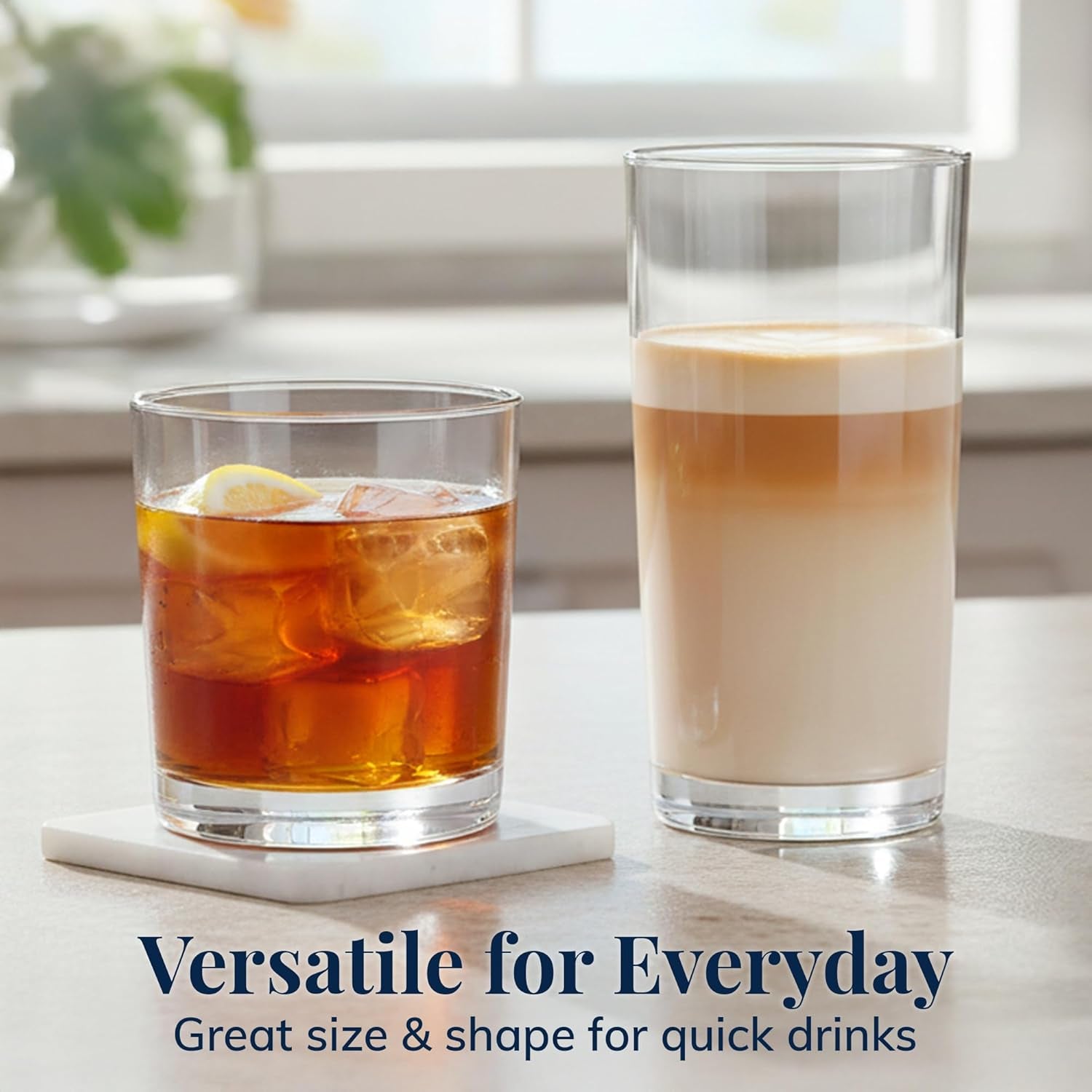 Classic Clear Plastic Reusable Drinking Glasses (Set of 8) 12Oz Rocks & 16Oz Water Cups | Bpa-Free Tumblers, Made in USA | Top-Rack Dishwasher Safe