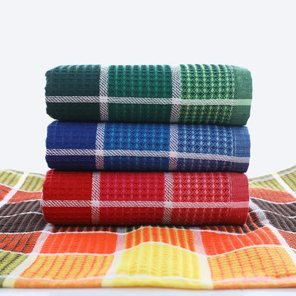 Bright Large Kitchen Towels, 4-Pack, 16 Inch X 26 Inch Buffalo Check Dish Towels for Washing Drying Dishes, Colorful Waffle Design Tea Towel Bar Towel, Buffalo