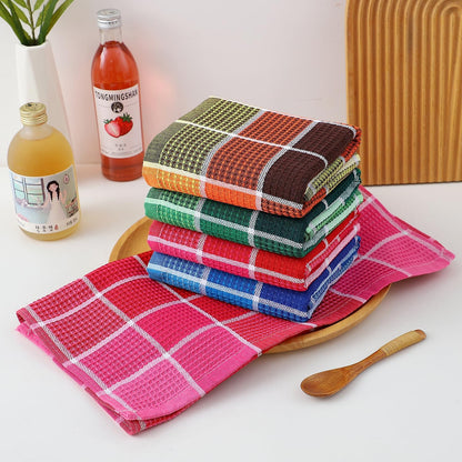 Bright Large Kitchen Towels, 4-Pack, 16 Inch X 26 Inch Buffalo Check Dish Towels for Washing Drying Dishes, Colorful Waffle Design Tea Towel Bar Towel, Buffalo
