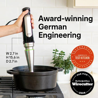 Multiquick 7 3-In-1 Immersion Blender with Food Processor – Powerful Handheld Electric Stick Blender - Emulsifier for Chopping, Beating & Whisking - Ideal for Soup, Puree, Smoothies & More