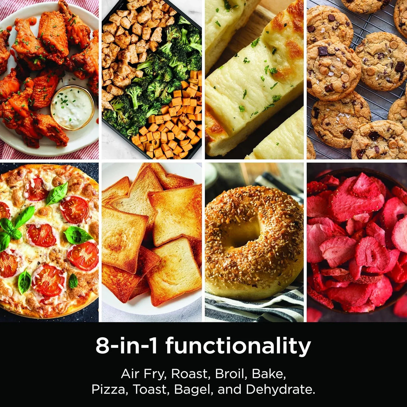 Air Fryer Toaster Oven Combo | 8-In-1 Functionality | Flip up & Away for Storage Space | Air Fry Basket, Sheet Pan, Wire Rack & Removable Crumb Tray |1800 Watt | Stainless Steel | SP151