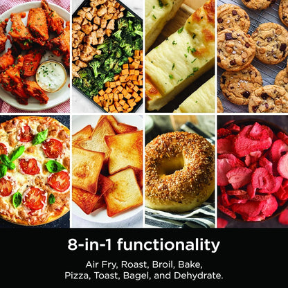 Air Fryer Toaster Oven Combo | 8-In-1 Functionality | Flip up & Away for Storage Space | Air Fry Basket, Sheet Pan, Wire Rack & Removable Crumb Tray |1800 Watt | Stainless Steel | SP151