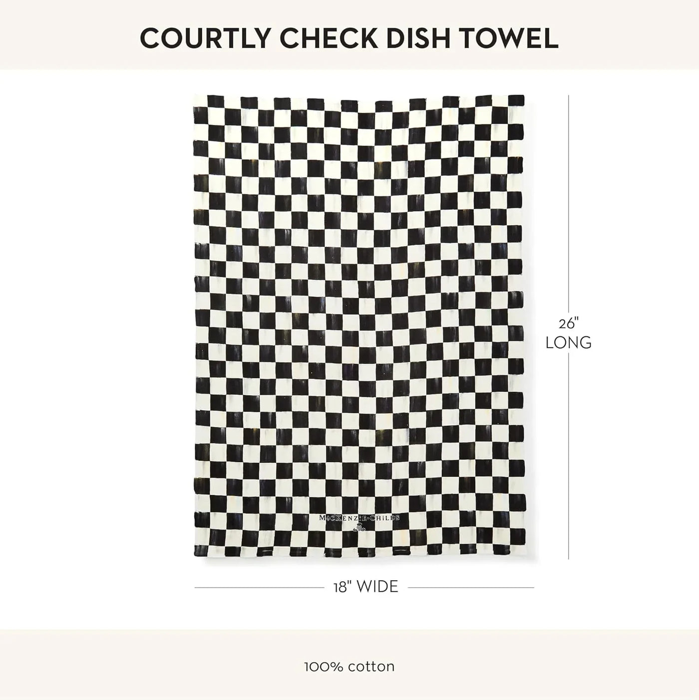 Set of 1 Cotton Dish Towel, Decorative Kitchen Towel, Black-And-White Courtly Check