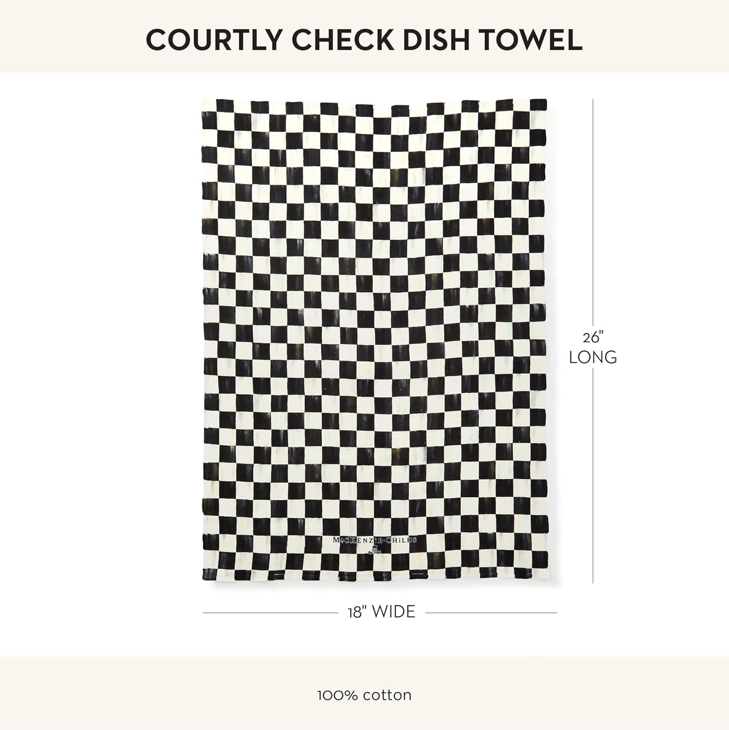 Set of 1 Cotton Dish Towel, Decorative Kitchen Towel, Black-And-White Courtly Check
