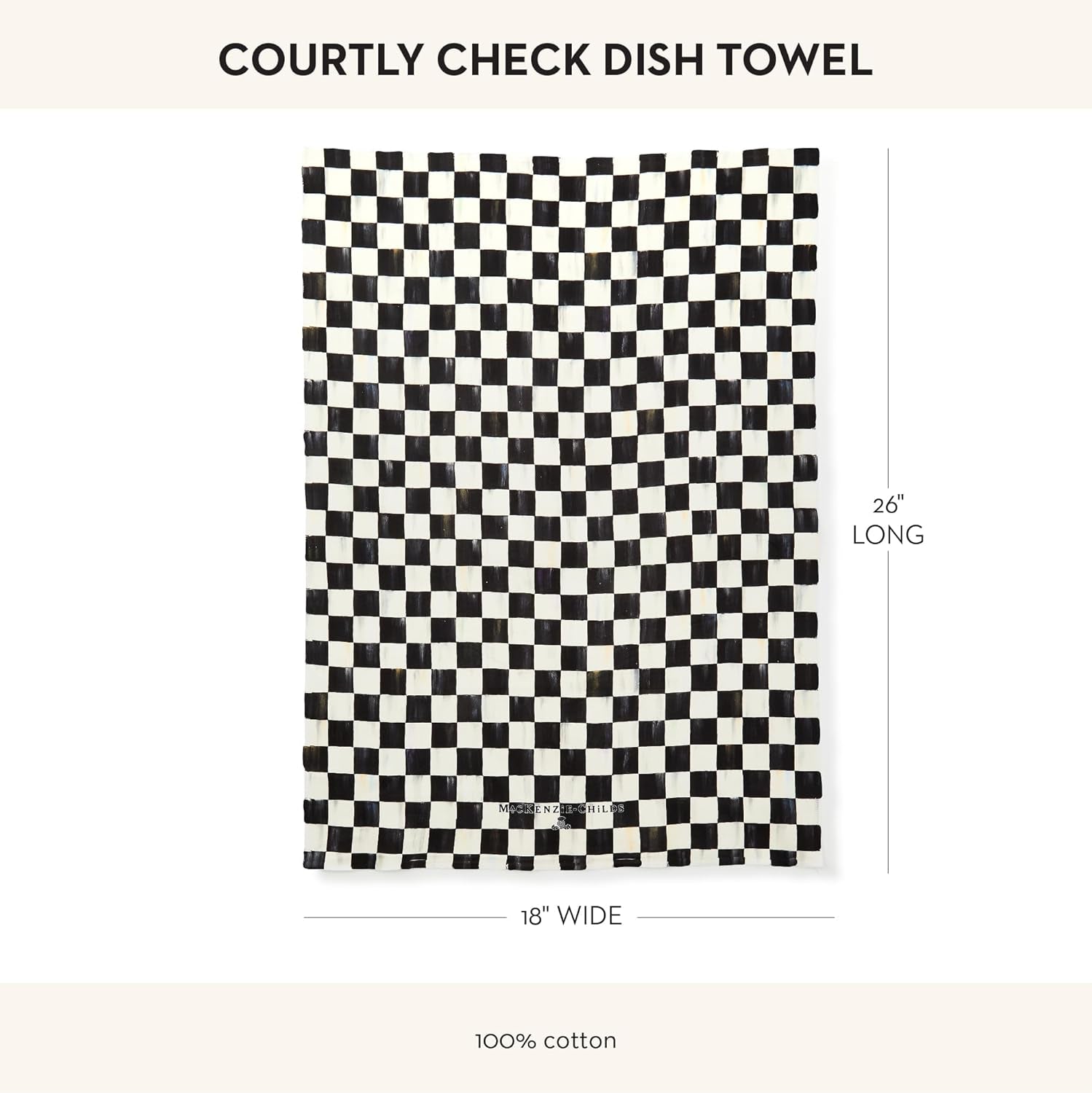 Set of 1 Cotton Dish Towel, Decorative Kitchen Towel, Black-And-White Courtly Check