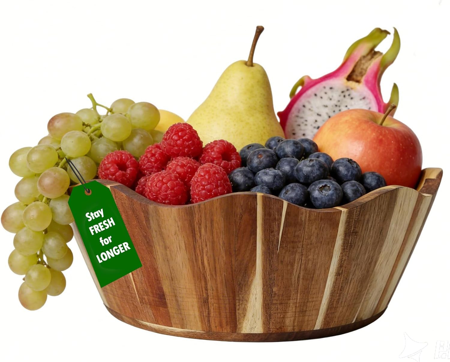 Wooden Fruit Bowl Large Serving Bowl for Kitchen Counter Ideal for Fruit Salad Mixing Snacks Desserts and Bread