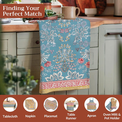 Kitchen Towels Set of 3 100% Cotton 27.50" X 20" Reusable Cloth Tea Dish Towels Absorbent with Hanging Loop for Kitchen Gifts for Mothers Day Spring/Summer (Marquise)
