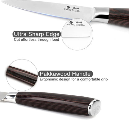 Paring Knife - Paring Knives, 3.5 Inch Small Kitchen Knifes - Japanese High Carbon Stainless Steel Fruit Knife, Ergonomic Pakkawood Handle, Ultra Sharp Blade, Unique Gifts for Men and Women
