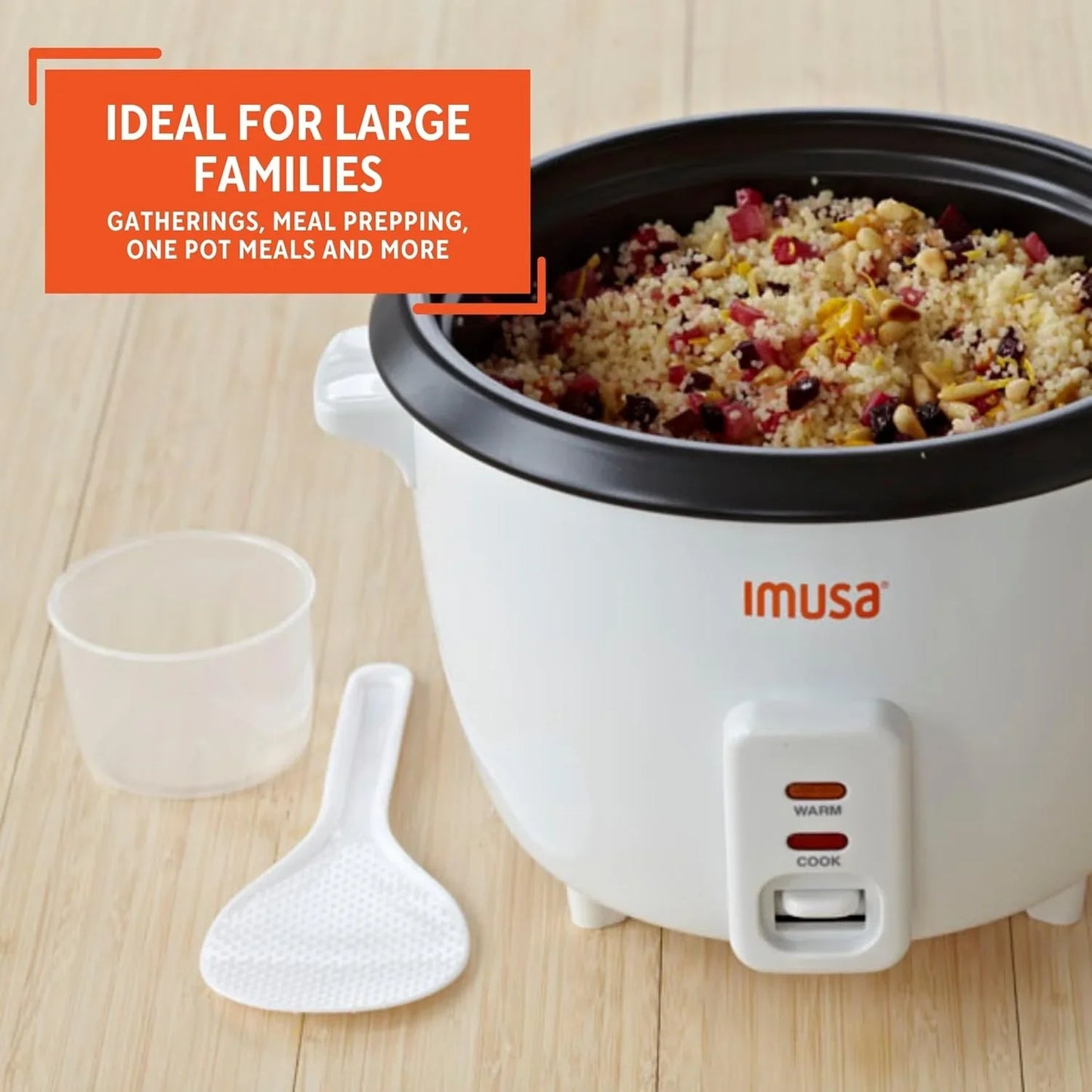 USA GAU-00012 Electric Nonstick Rice Cooker 5-Cup (Uncooked) 10-Cup (Cooked), White