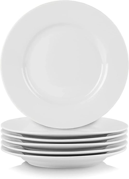 Simply round 6" Appetizer Plate, Set of 6, White, 6RD-6ACE-TSS