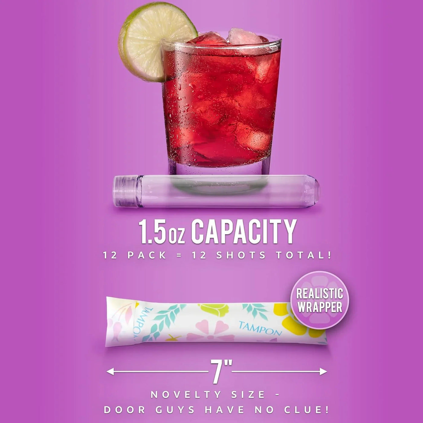 Tampon Flasks 12 Pack (18 Oz Total) - Hidden Alcohol Travel Flasks for Women - Secret Liquor Containers for Nightclubs, Festivals, Cruises, and Sports Events – Includes Funnel & Spout