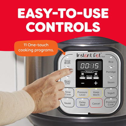 Duo 7-In-1 Mini Electric Pressure Cooker, Slow Rice Cooker, Steamer, Sauté, Yogurt Maker, Warmer & Sterilizer, Includes Free App with over 1900 Recipes, Stainless Steel, 3 Quart