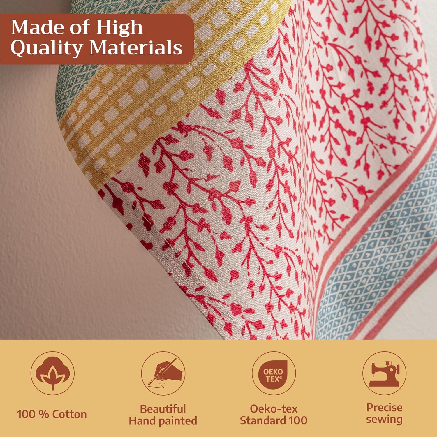 Kitchen Towels Set of 3 100% Cotton 27.50" X 20" Reusable Cloth Tea Dish Towels Absorbent with Hanging Loop for Kitchen Gifts for Mothers Day Spring/Summer (Marquise)