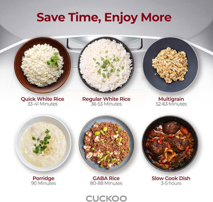 Micom Rice Cooker 6 Cup Uncooked / 12 Cup Cooked, Korean Fuzzy Logic Rice Cooker with Delay Timer & Keep Warm Setting, Versatile Food Steamer with Non-Stick Inner Pot, Silver (CR-0632F)