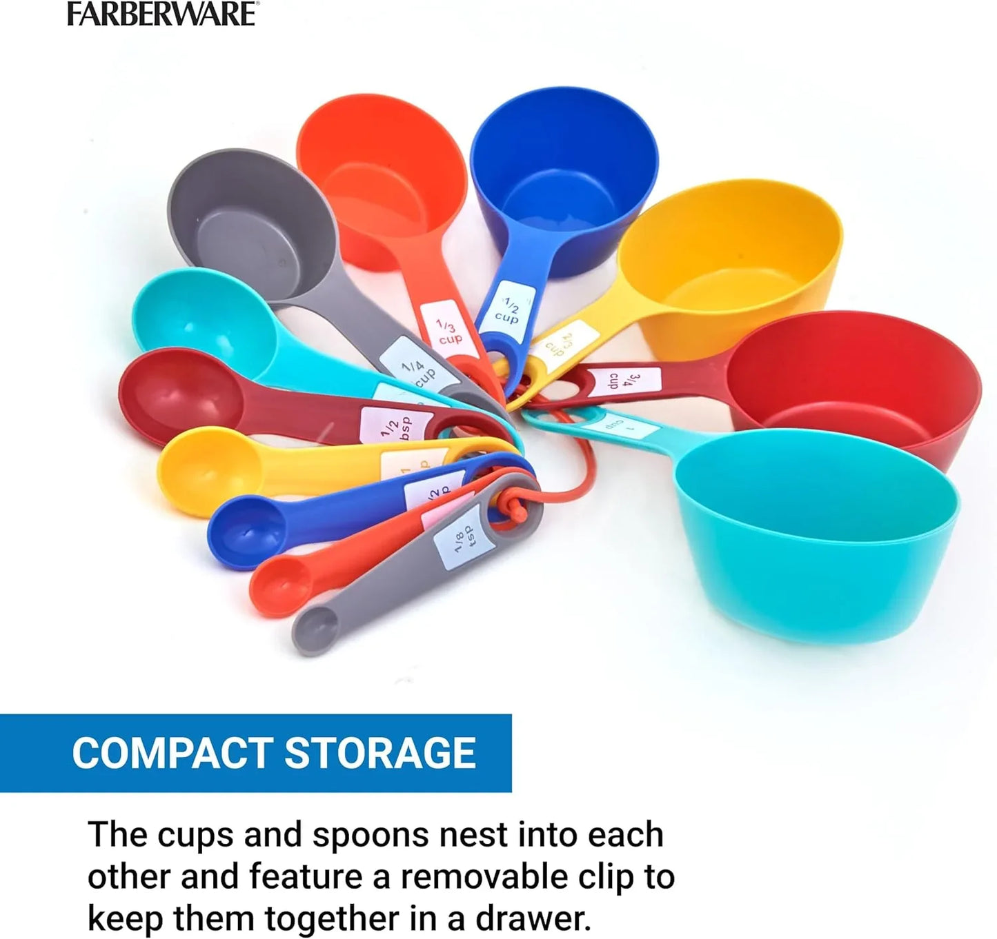 12-Piece Measuring Cup and Spoon Set – Color-Coded Kitchen Measuring Tools with Easy-Read Markings, Nesting Design for Compact Storage, Dishwasher Safe