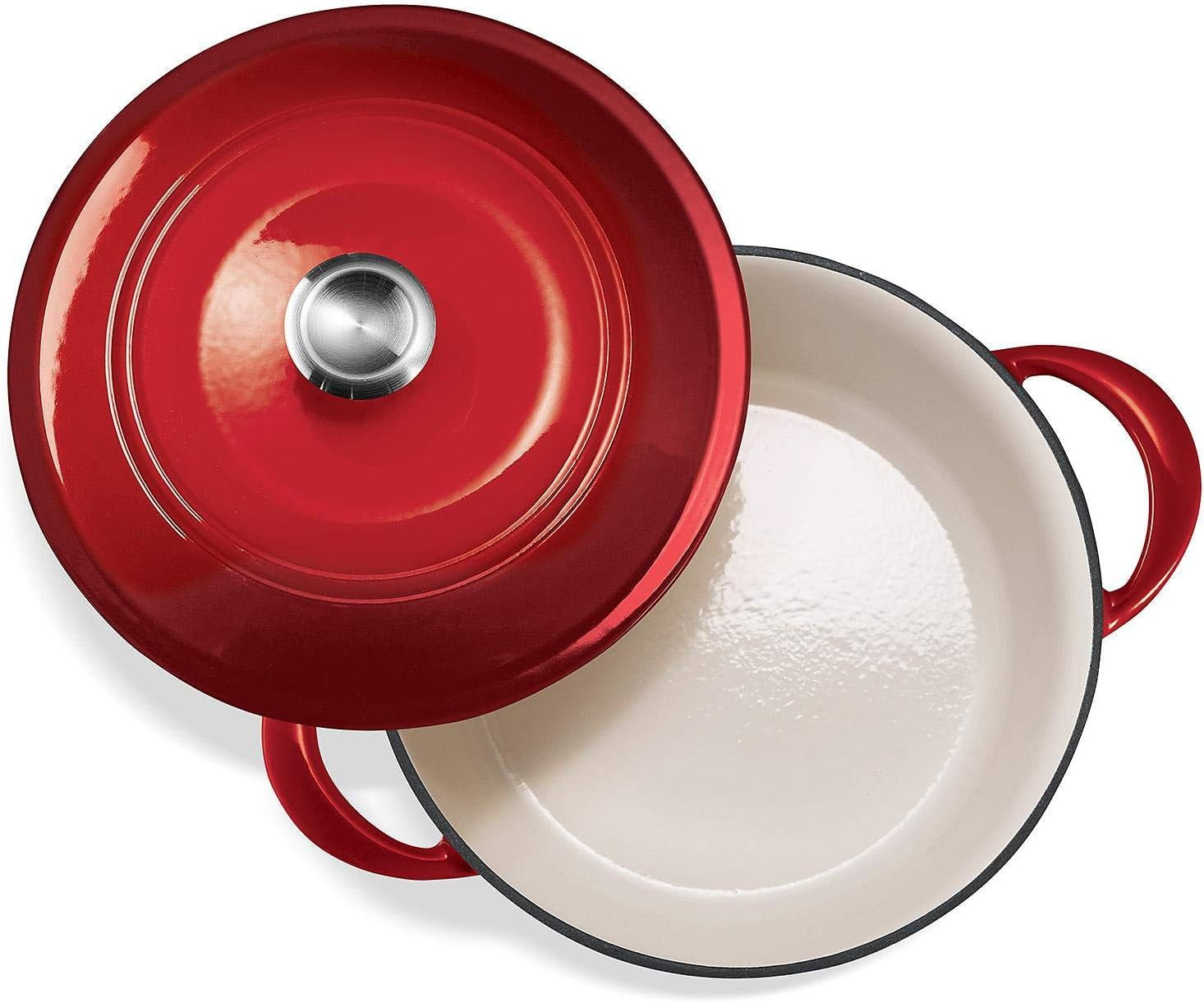 Enameled Cast Iron 7-Qt. Covered round Dutch Oven - Red