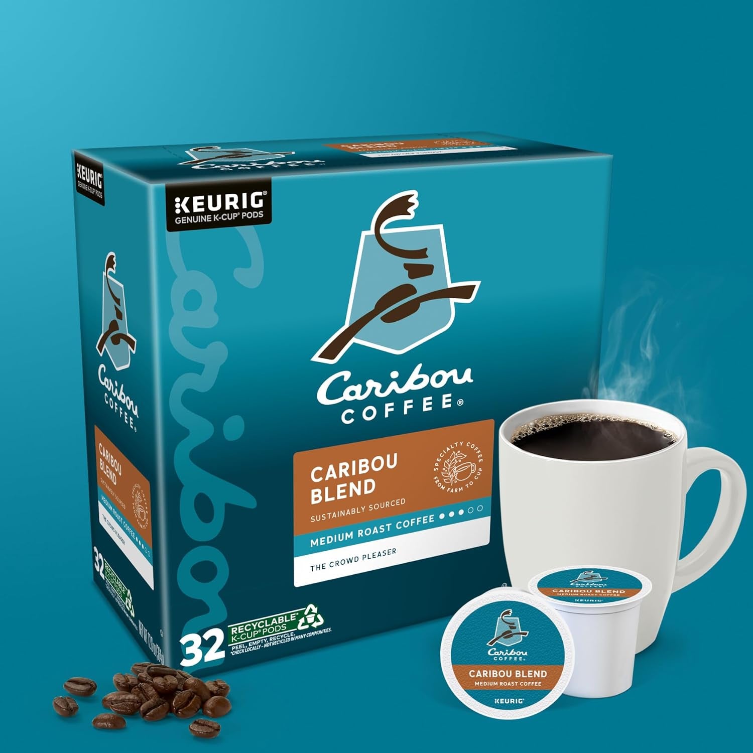 Caribou Blend, Keurig Single-Serve K-Cup Pods, Medium Roast Coffee, 32 Count(Pack of 1)